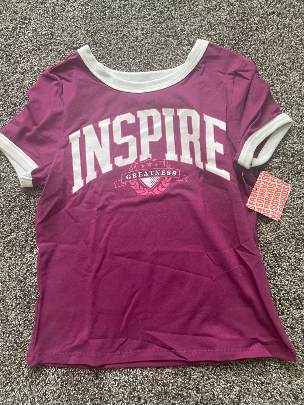 fabkids Magenta Tee with White Neck Trim